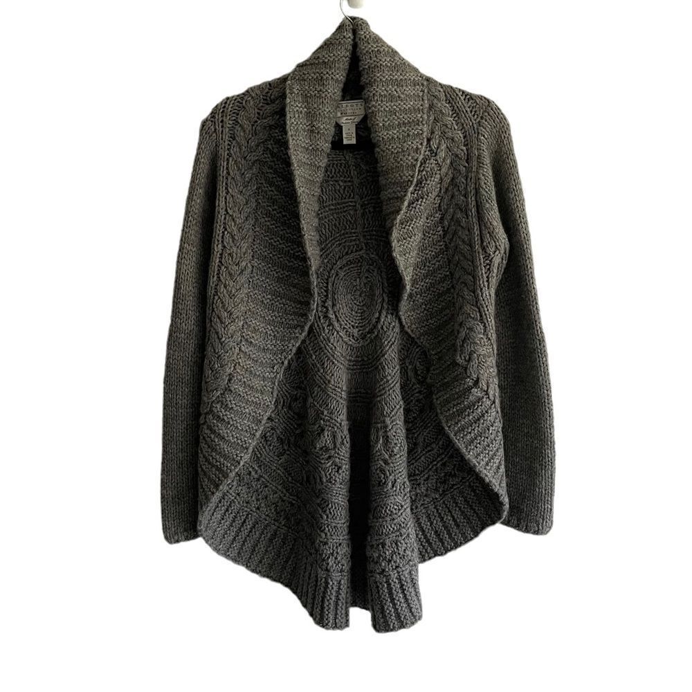 Talbots Collection Wool Chunky Knit Cardigan Sweater Grey S